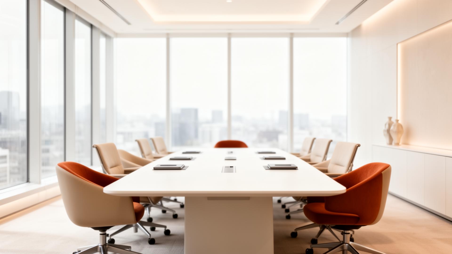 Reunião executiva moderna em ambiente corporativo sofisticado